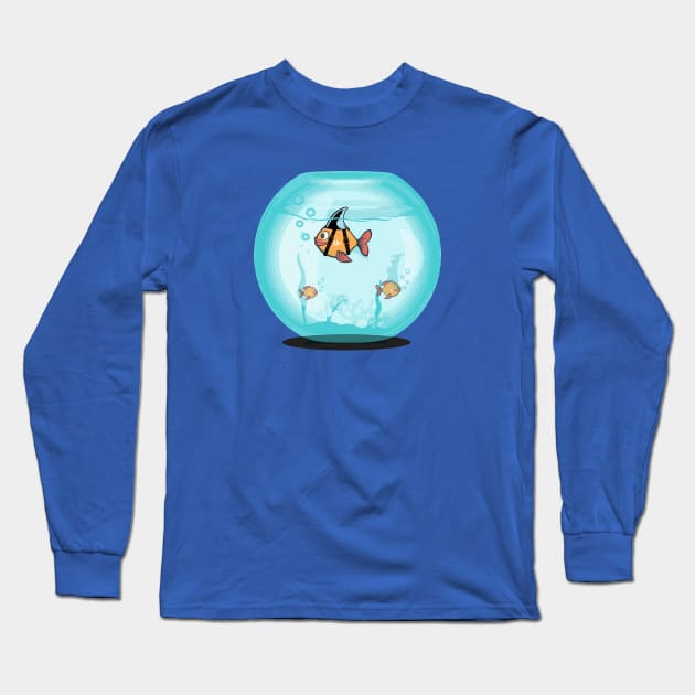 Goldfish Shark Long Sleeve T-Shirt by Vin Zzep